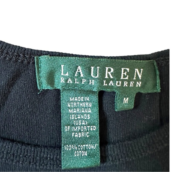 Lauren Ralph Lauren Womens Size Medium Black Bling Rhinestone Crest Logo - Picture 4 of 5
